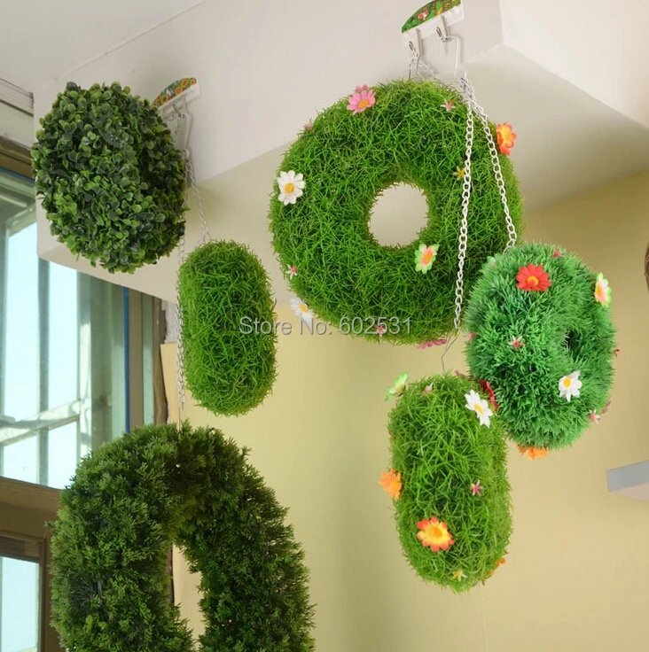 SPR  Home interior hotel project window furnishing Big size Wedding artificial grass ring rosette plastic lawn grass