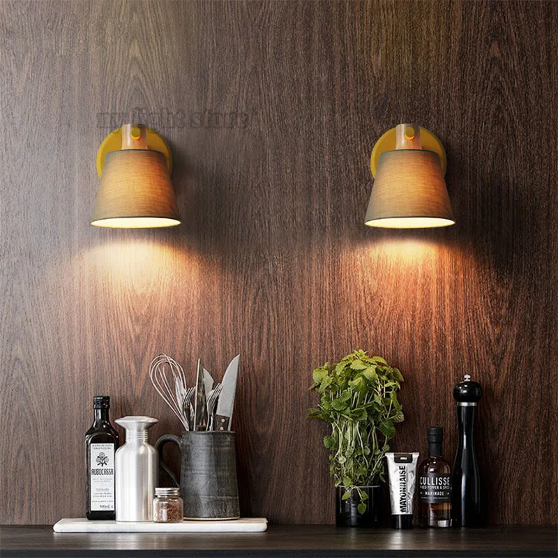 Современный красочный светодиодный деревянный прикроватный ткань тени