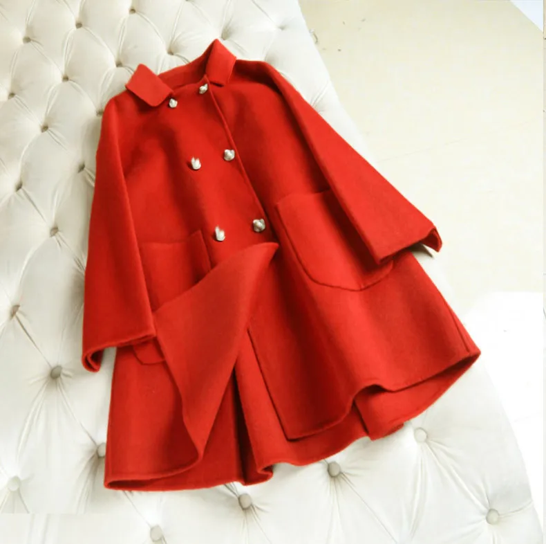 

Women Wool Coat 2019 Spring Women Woolen Outerwear Female Medium Length Peter Pan Collar Loose Woolen Outerwear Cloak Short New