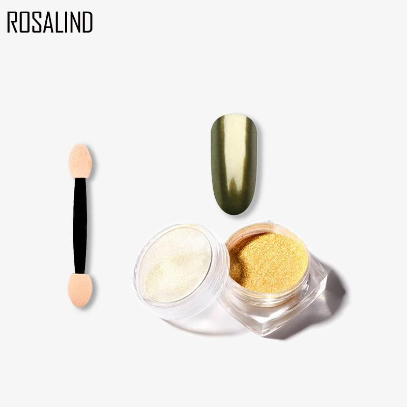 ROSALIND 1 шт блеск для ногтей хромированные пигментные украшения Золотой/Серебряный