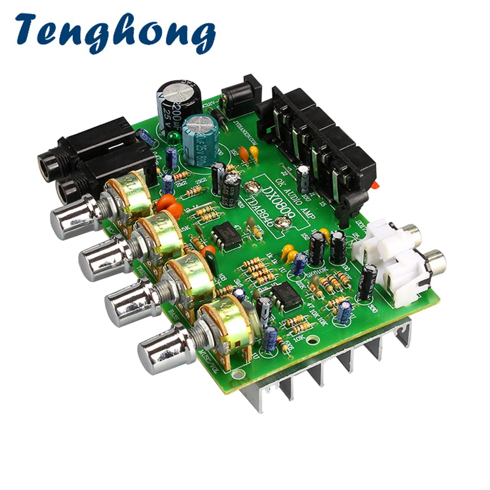 

Tenghong TDA8944/8946 2.0 Audio Amplifier Board 40W*2 DC12V Dual Channel Power Amplifier Board With Microphone For Home Auto Car