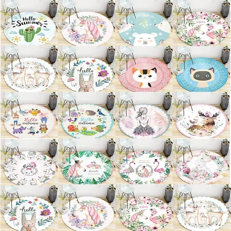 

5 sizes Home decorative Cartoon round carpet thicken flannel parlor collection area rugs, water absorb anti-slip floor mat CA12
