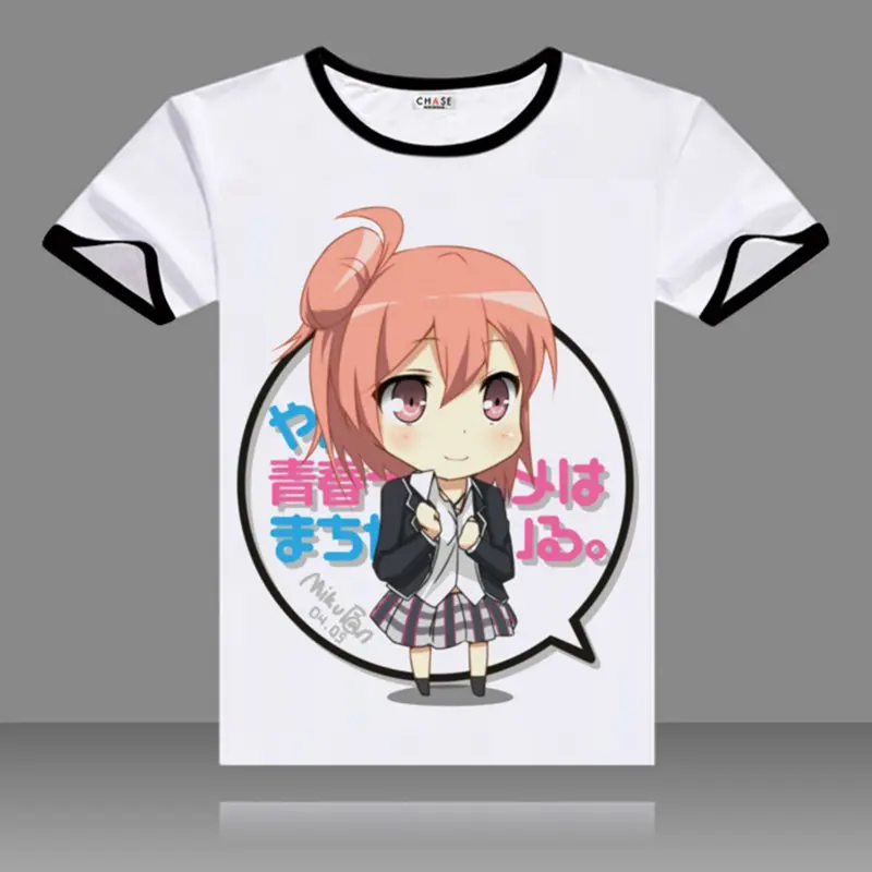 Yahari ore no seishun love kome wa machigatteiru/черные футболки с круглым вырезом и короткими
