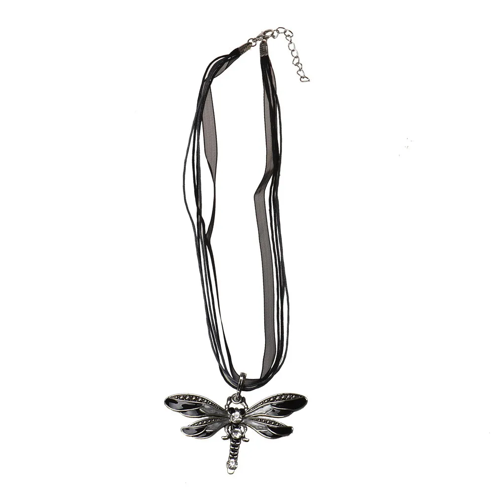 2018 новый горячий женский ретро горный хрусталь ожерелье стрекоза кулон длинные