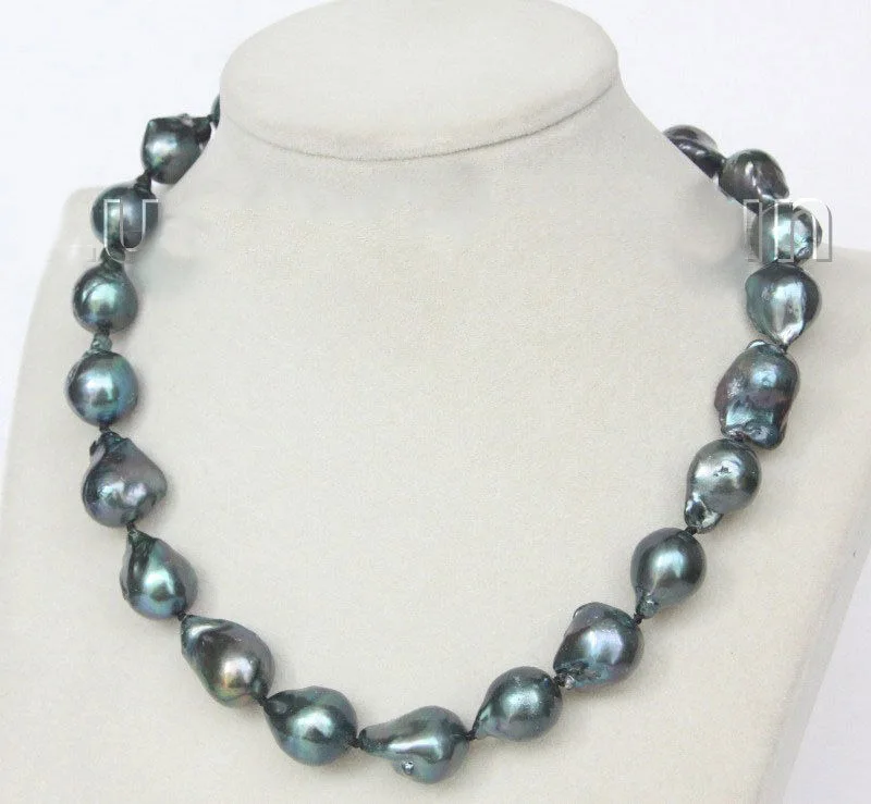 Новое ожерелье в стиле барокко 17 дюймов 20 мм черно-синего цвета