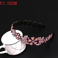 new chic exquisite women hair accessories luxury autralia crystal female hairband butterfly floral rhinestone hairwear hb0086