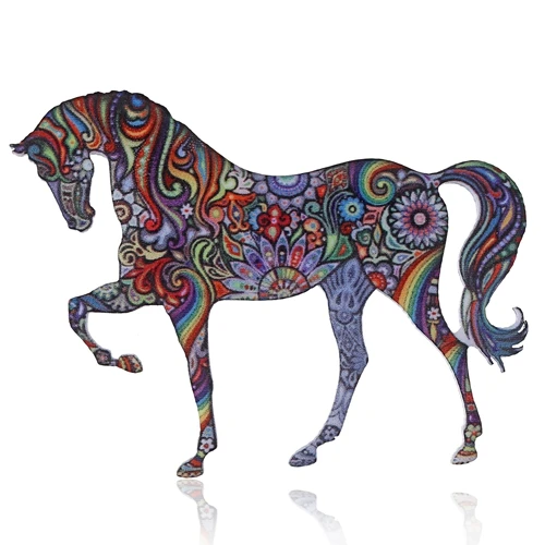 horse RINHOO акриловая брошь в виде лошади, рыбы, собаки, булавка для женщин и мужчин, 3D печать, цветок, винтажные аксессуары для воротника, модное ювелирное изделие, броши - Окраска металла: horse