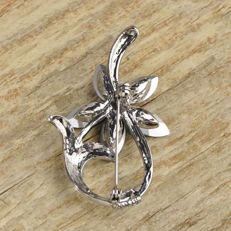 Синие стразы броши в виде цветка для женщин серебряный цвет кристалл винтажные