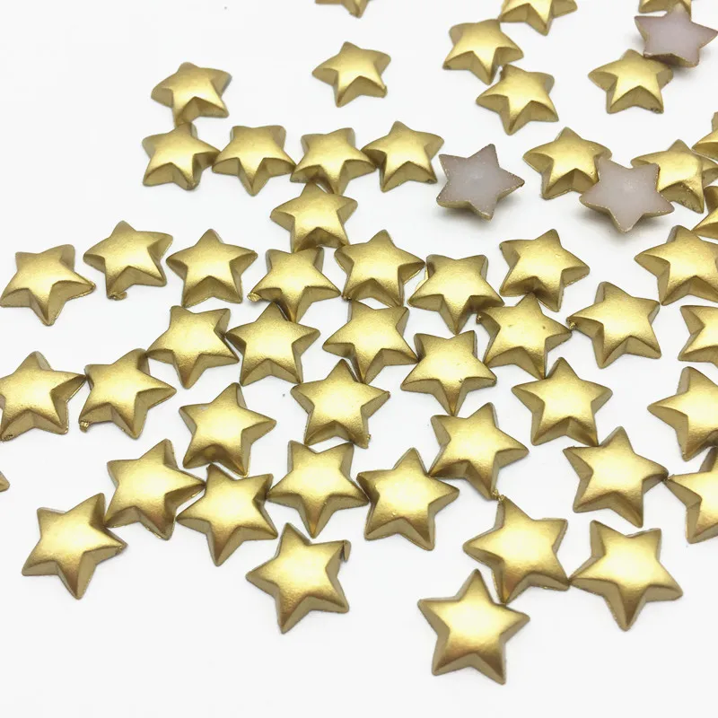 Gold 100 шт 10 мм звезды серебро золото жемчуг Flatback украшения DIY телефон украшения Скрапбукинг Рождество ремесла изготовление открыток - Цвет: Gold