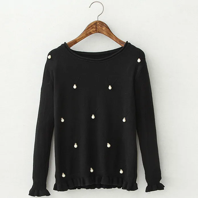 

On sale, o-neck collar beading women pullovers sweater with Edible fungus