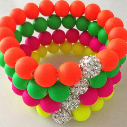 mixed color 10 мм 4 шт./лот микс неоновые, флюоресцентные яркие цвета стрейч эластичная линия хрустальный шарик браслеты для мужчин и женщин l53 подарок - Окраска металла: mixed color