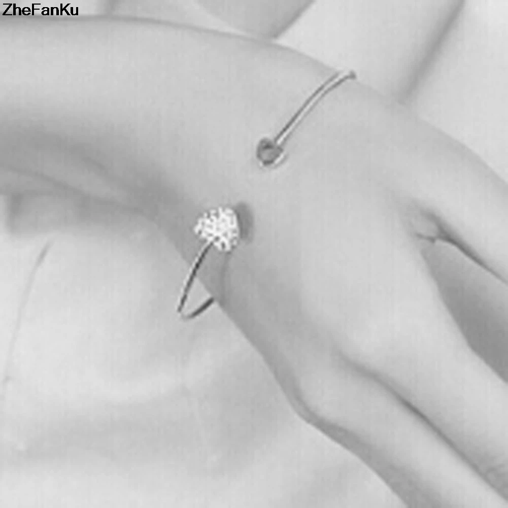 Браслет серебристый с сердцем и кристаллами золотистого цвета|crystal bracelet|heart