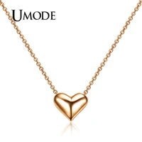 umode champagne gold color high polish 3 dimensional heart jewellery necklaces pendants jn0002a
