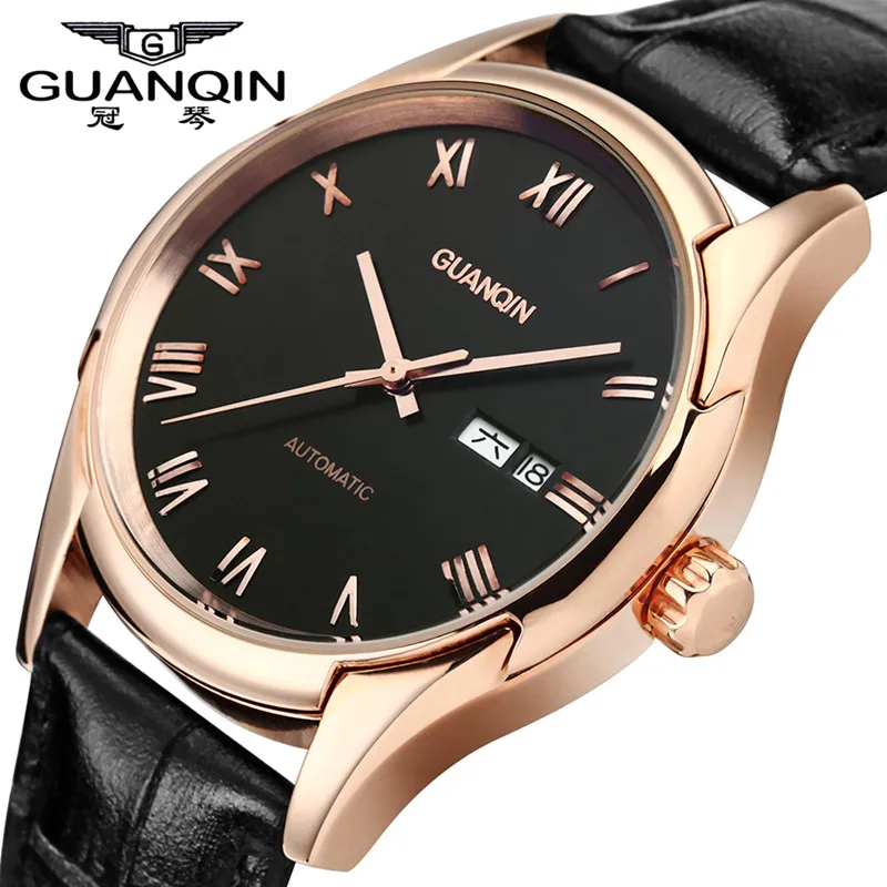 

Original GUANQIN Men Watch Luxury Hardlex Watches Mechanical Men Leather Wristwatches for Men Shockproof Waterproof Watches