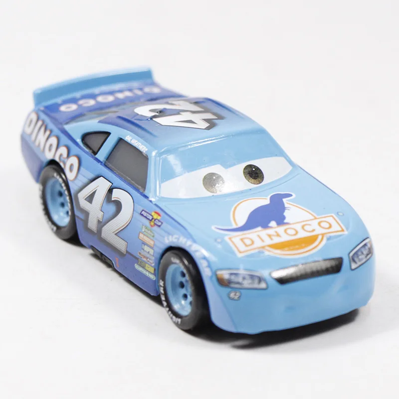 blue dinoco Игрушки Disney Pixar, персонажи мультфильма «Тачки 3» — Молния МакКуин, трейлер Мак, Джексон Шторм, модели машин 1:55 с литым корпусом, игрушки размером 23 см из металлического сплава - Цвет: blue dinoco