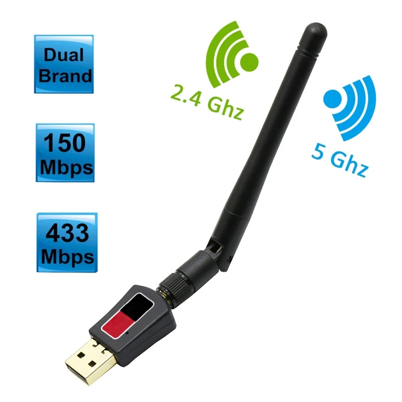 TEROW Беспроводной Wi Fi адаптер Mini USB двухдиапазонный 600 Мбит/с 802.11ac ethernet сетевая