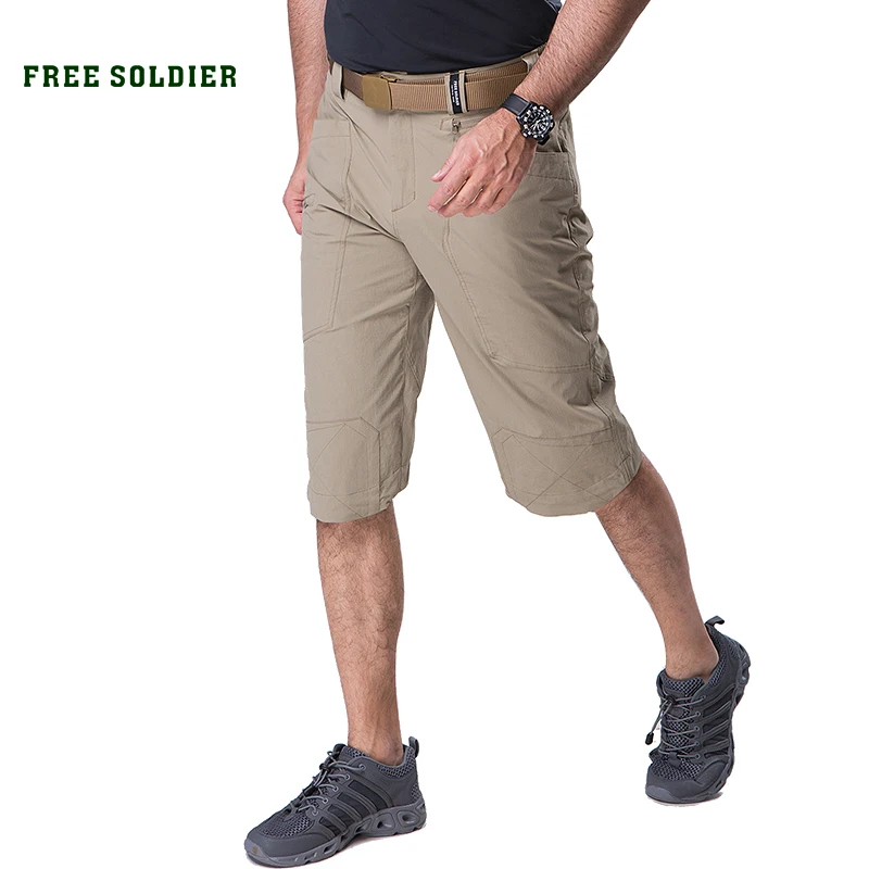 FREE SOLDIER outdoor sports climbing tactical military men's cropped trousers quick drying in summer lightweight and breathable|Шорты для