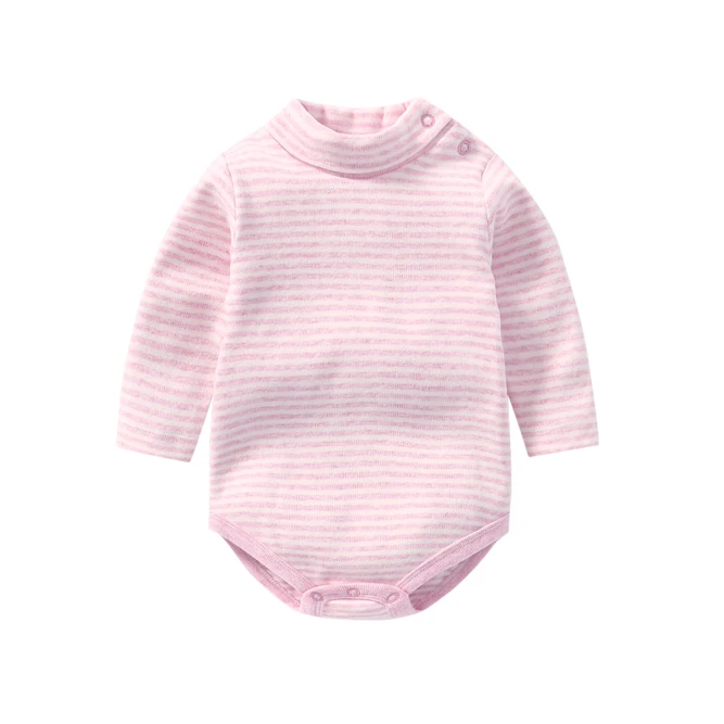 Pink stripe Детские комбинезоны для маленьких мальчиков, зимняя одежда для новорожденных, комбинезон с длинными рукавами для маленьких девочек, комплект детской одежды, суперорганическая хлопковая ткань - Цвет: Pink stripe