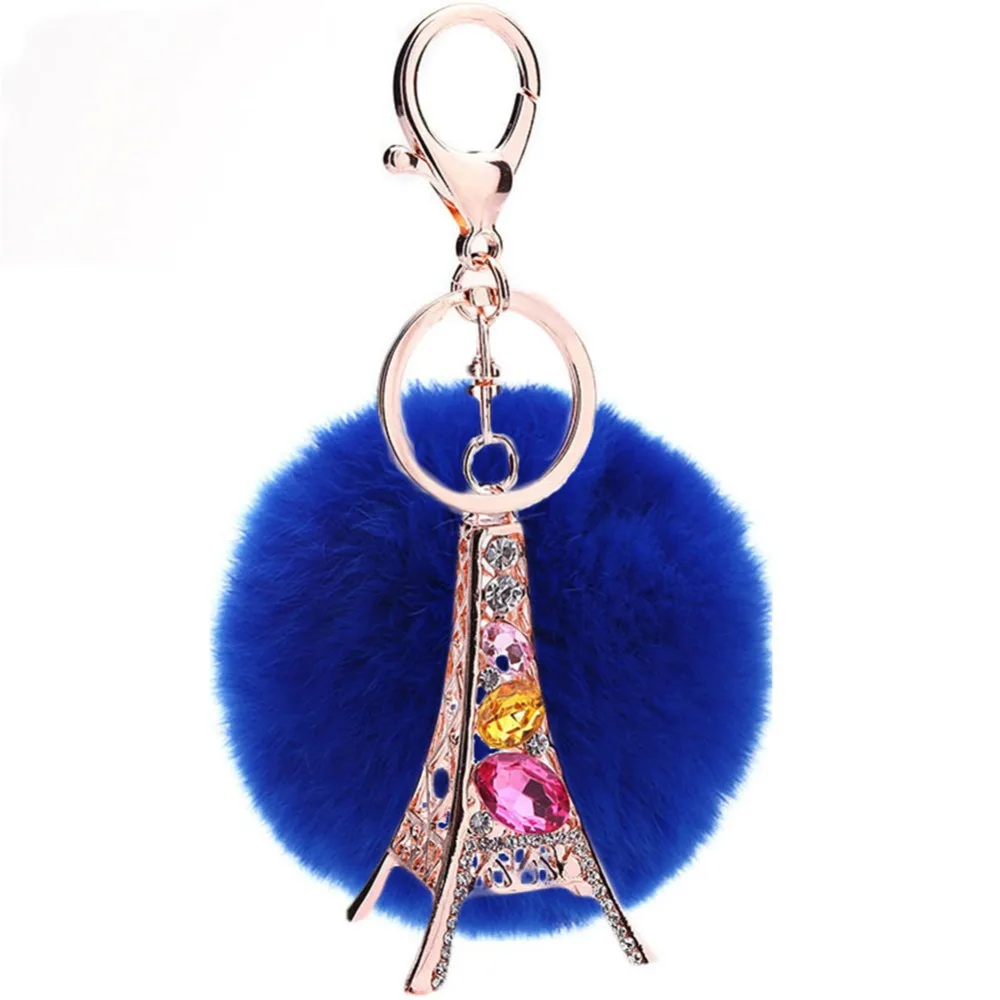 Брелок с Эйфелевой башней 8 см меховой брелок помпоном для автомобиля подвеской