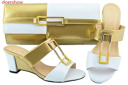 

doershow Italian whitegoldShoes with Matching Bags 2018 African Shoe and Bag Set Italian Design African Shoes and Bag Set!BF1-16