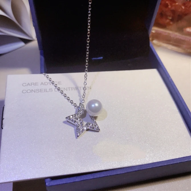 Ожерелье из натурального жемчуга ожерелье серебра 925 пробы с подвеской для