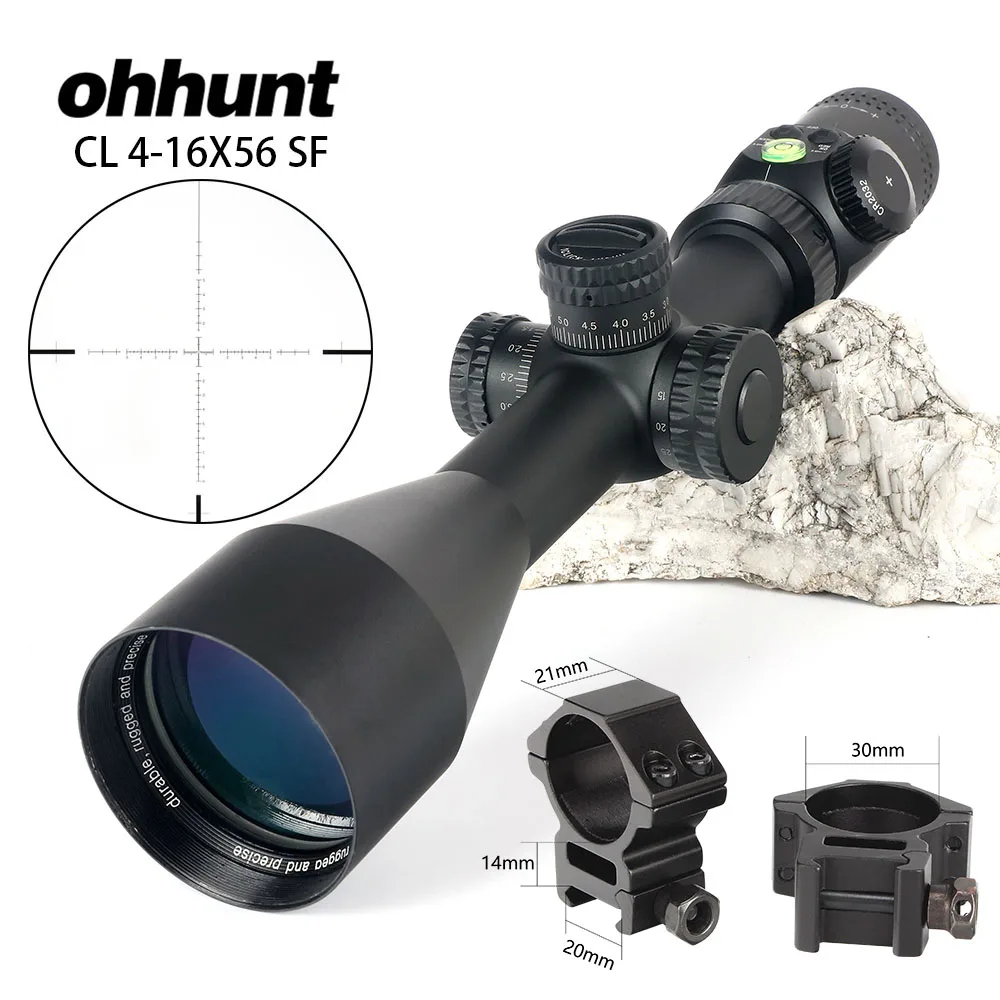 with Picatinny Rings CL 4-16X56 SF охотничий винтовочный оптический прицел стекло травленая сетка боковая параллакса башенки замок Сброс прицел с пузырьковым уровнем - Цвет: with Picatinny Rings
