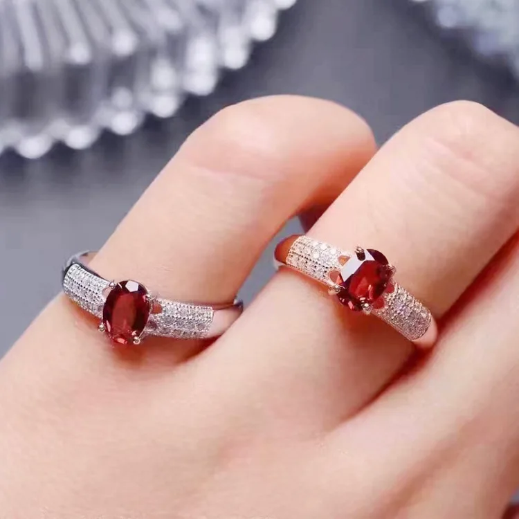 KJJEAXCMY boutique jewels 925 Pure silver inlaid with natural pomegranate stone necklace pendant ring earrings 3 pieces qwert | Украшения и