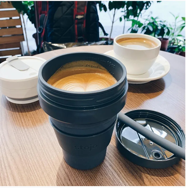 STOJO CUP Складная Силиконовая портативная силиконовая кофейная чашка многофункциональная Складная силиконовая чашка для офиса и путешествий