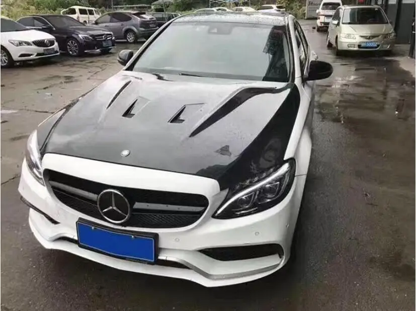 JIOYNG Carbon Fiber Front Bumper Engine Hood Vent Cover For Benz C-CLASS W205 C63 4DOOR 2015+ | Автомобили и мотоциклы
