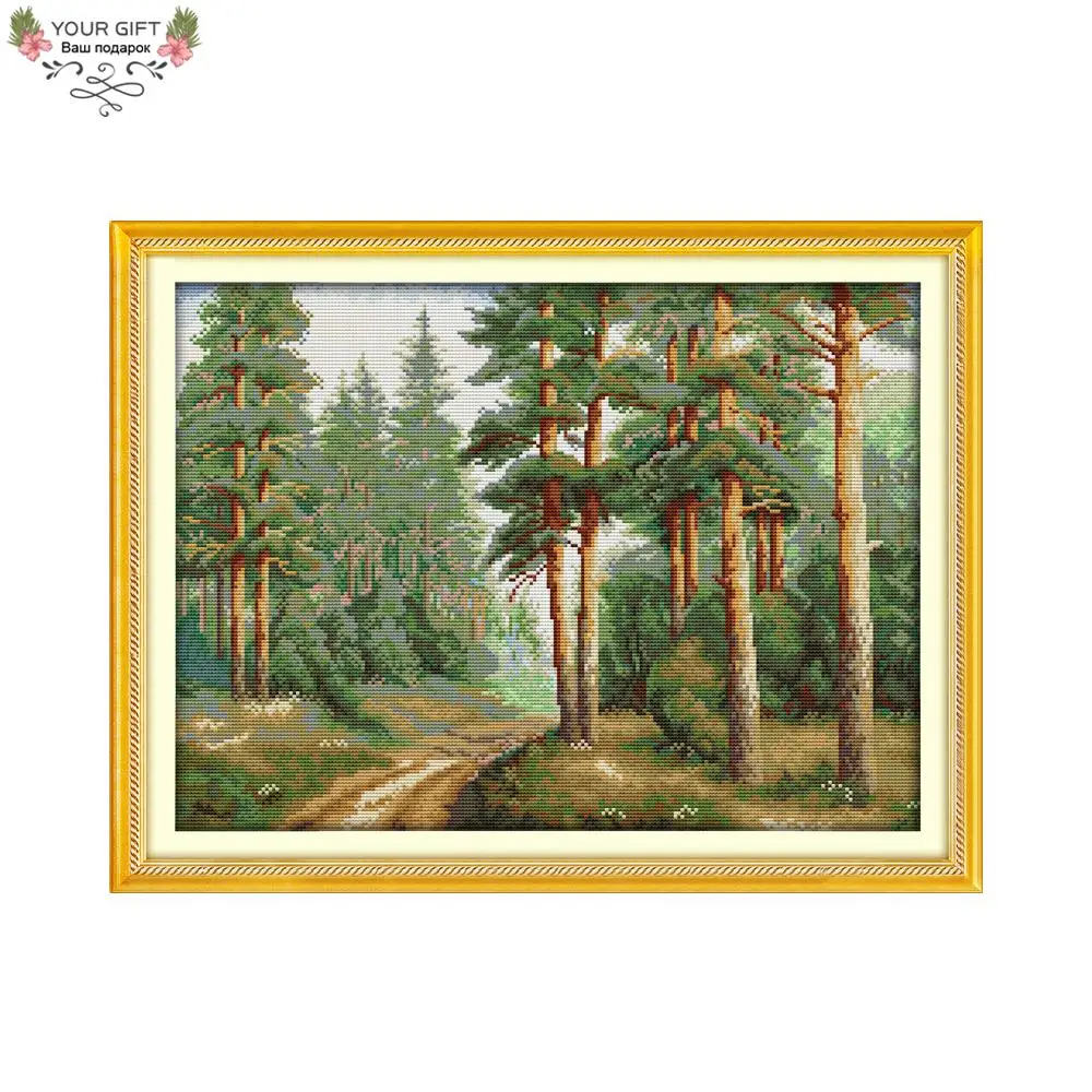 

Joy Sunday Forest Path Home Decor F678 14CT 11CT Counted Stamped Pine Forest Needlepoints Embroidery Cross Stitch Kit