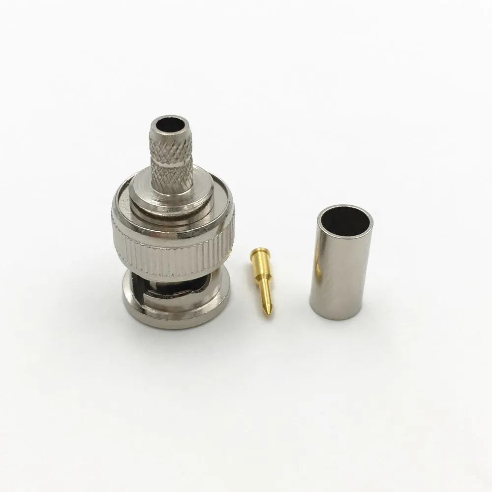 ESCAM 10 шт Латунь 3 в 1 BNC Male Q9 Crimp RG58 RG142 RG400 LMR195 RF коаксиальный кабель прямой разъем для