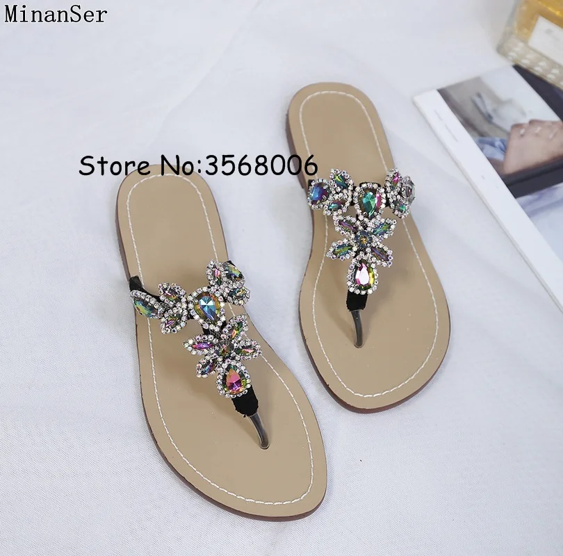 Женские сандалии ручной работы черные серебряные украшенные драгоценными