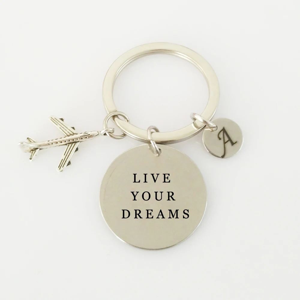 Live Your Dreams брелок с заказной кулон &quotинициалы&quot бирки автомобильный мешок для