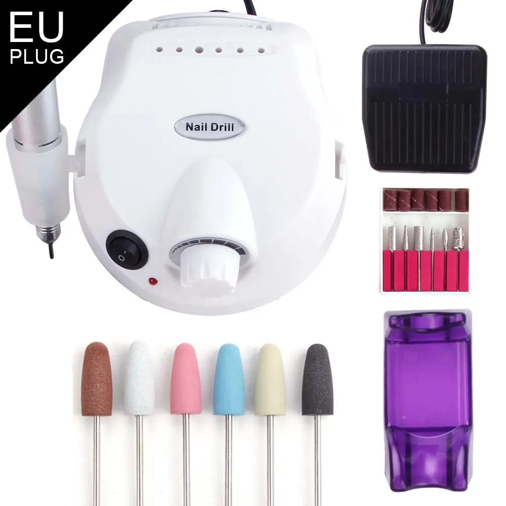 White machine Set10 Силиконовые Керамика ногтей сверло полировщик резиновый Remover Электрический Маникюр машина инструменты фрезы Griding бафик для ногтей - Цвет: White machine Set10