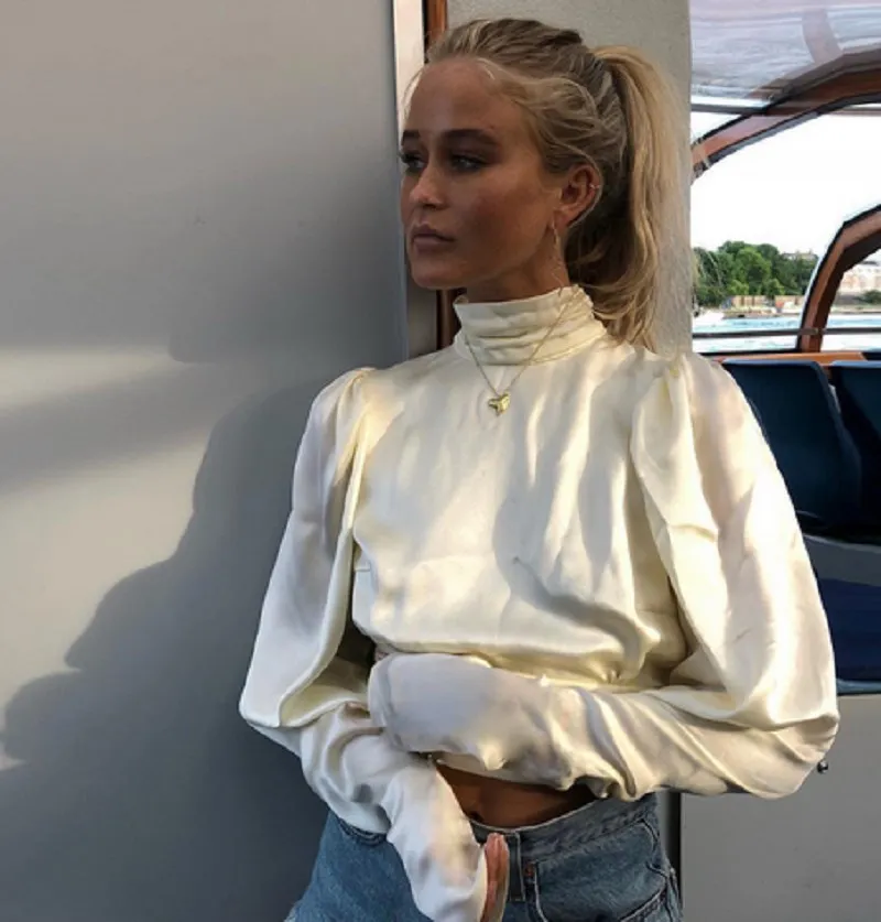 Новая женская модная повседневная офисная блузка для девушек свободная открытая