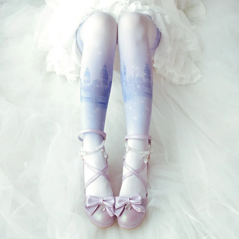 

Princess sweet lolita pantyhose Original Dream Castle Japanese Sweet Flower Married stockings Girl Equipped with Bottom WXL017