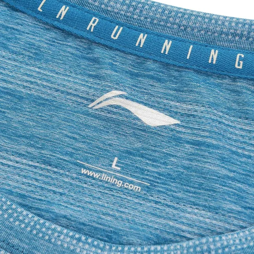 Li Ning Для мужчин бег футболки 92% полиэстер 8% спандекс комфорт Slim Fit внутри