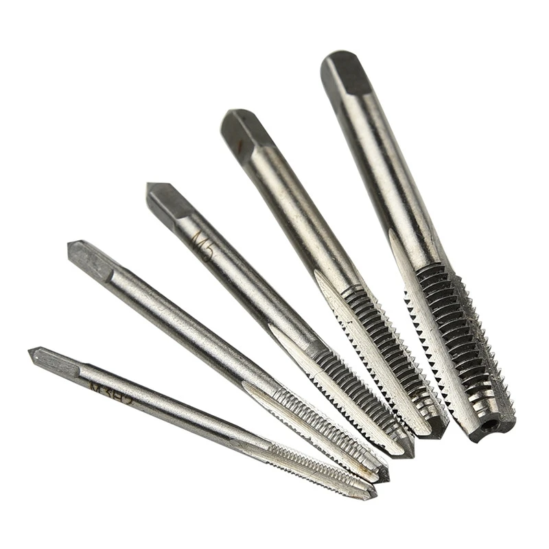 

New 5PCS/Set HSS M3 M4 M5 M6 M8 Machine Spiral Point Straight Fluted Screw Thread Metric Plug Hand Tap Drill