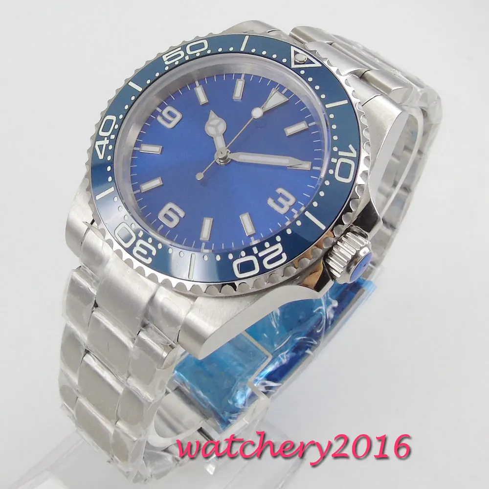 Часы мужские синие стерильные с керамическим циферблатом 39 мм|Мужские