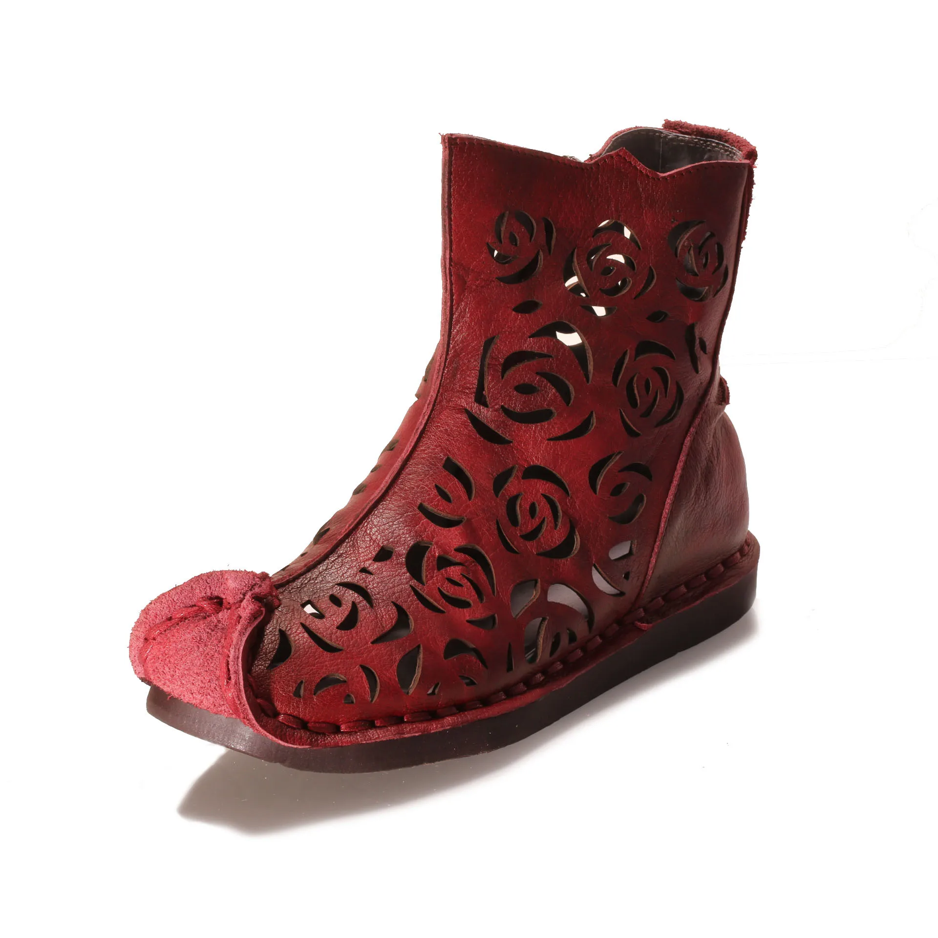 2019 г. летние Красивые кожаные ботинки ручной работы женские повседневные