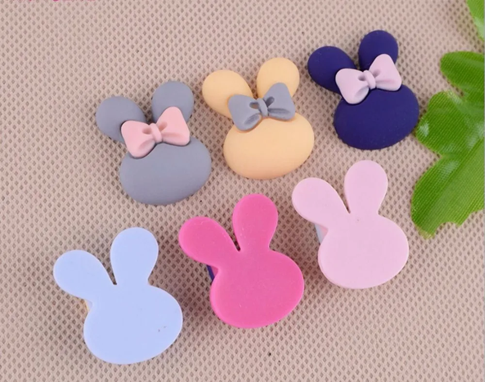 100 шт. полимерные матовые бусины с бантом и кроличьими ушками фигурки миниатюры