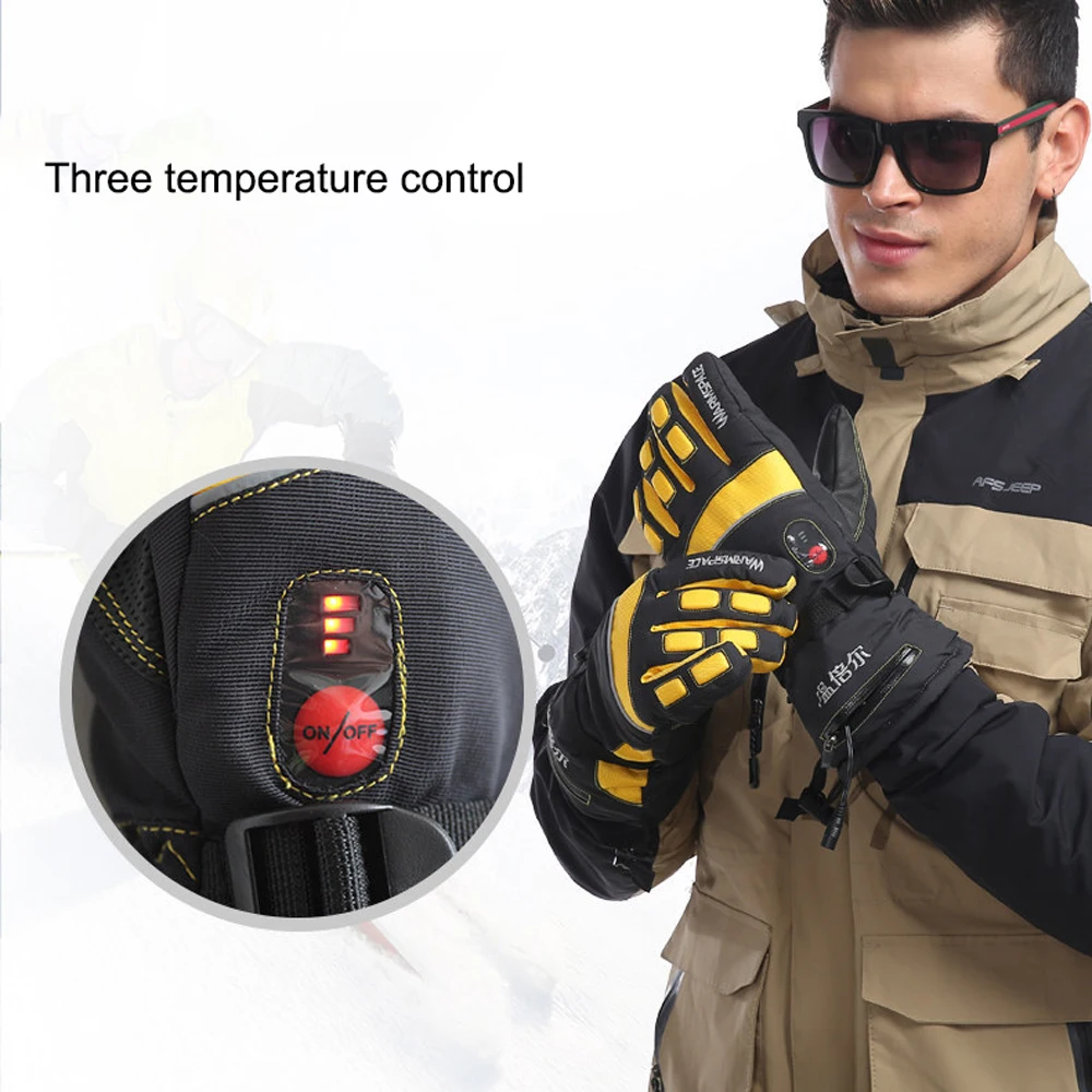 Smart Electric Heat Gloves 4000MA Ski Waterproof Lithium Battery Self Heating Adjustable Temperature 5 Hand Heated Gloves