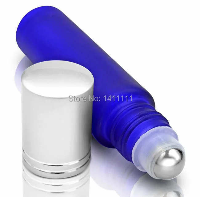 Голубой 10 мл матовый стеклянный рулон с роликовыми шариками из нержавеющей стали