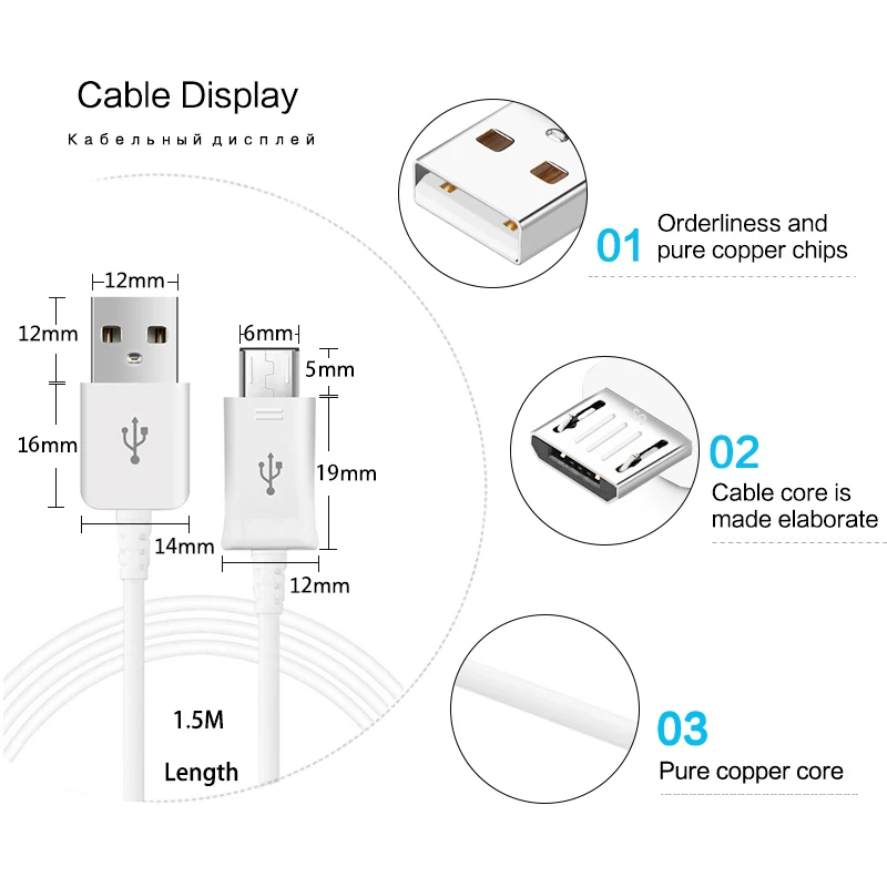 Оригинальный кабель Samsung для быстрой зарядки 1 5 м 2 А Micro USB разъем преобразователь