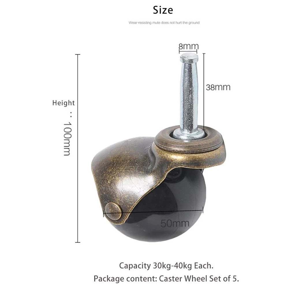 2 дюймов шарнирный ролик колеса антикварный шаровой с длинным стержнем всего 330lbs