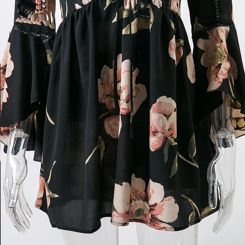 NLW Boho глубокий v-образный вырез выдолбленный платье для женщин длинный