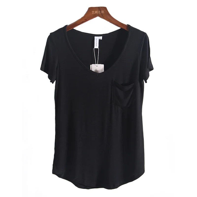 SIMPVALE женские тонкие однотонные свободные короткие футболки с v-образным вырезом