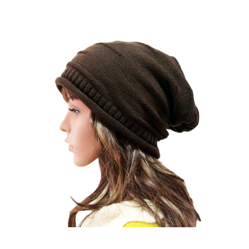 Женская и мужская шапка однотонная теплая Skullies вязаная бини простые теплые шапки