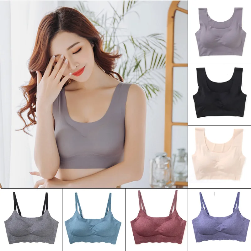 

100 PCS Free Women Seamless Ice Silk Bra with Pads Ultra Thin Sleep Bras Wireless Padded Sexy Underwear Vest Tops