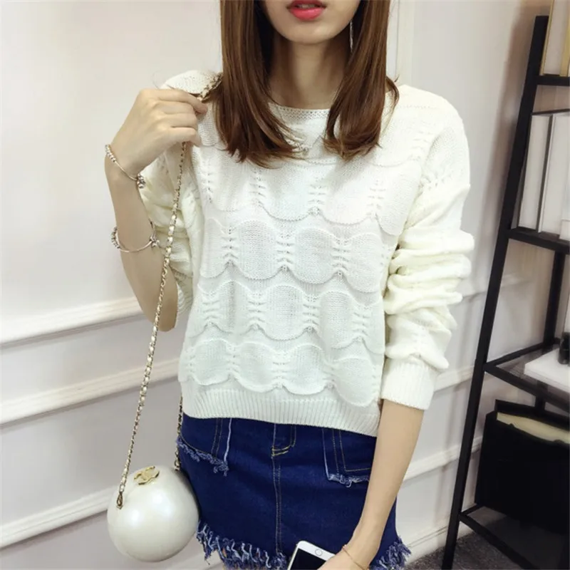 Sweater Women Autumn 2018 New Loose Bat Sleeve Pullover Knitted Female Round Neck Short Large Size Ladies sweater Cw528 | Женская одежда